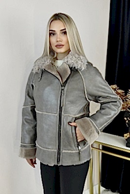 Фото товара Дубленка 1013.MSK-148 silk, серый Фото товара Дубленка 1013.MSK-148 silk, серый