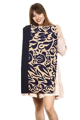 Фото товара Шарф (снуд) оля комби принт, бежево-синий