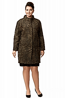 Фото товара Полупальто каракуль/свакара Бочонок, зеленый