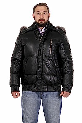 Фото товара Пуховик кожзам 10-10-02, черный