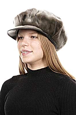 Фото товара Кепка KEWKMNE002 нерпа кожа, Серо-коричневый/Темн. серый