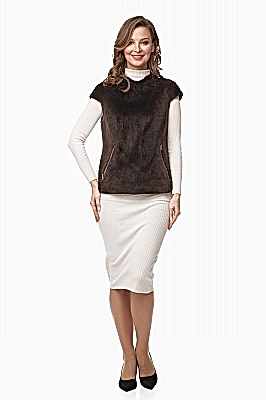 Фото товара Жилет бобр стриженный Регина, шоколад