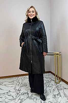 Фото товара Пальто кожа жен. 1003.ISABEL 2/1 зима, черный